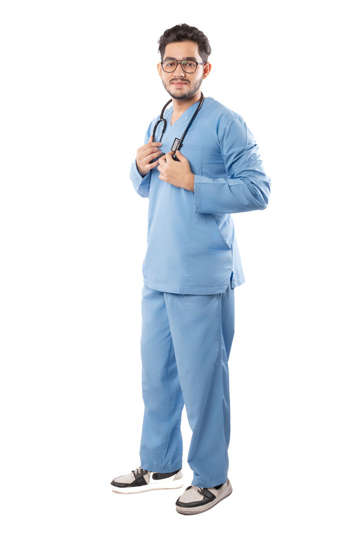 Men's Classic Full Sleeves ( Sky Blue ) Scrubs