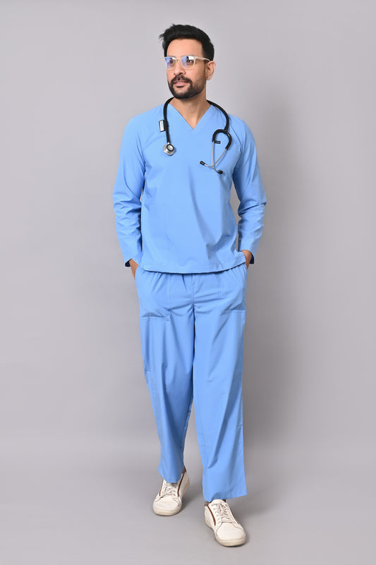 Men's Classic Full Sleeves ( Sky Blue ) Scrubs