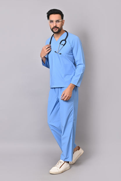 Men's Classic Full Sleeves ( Sky Blue ) Scrubs