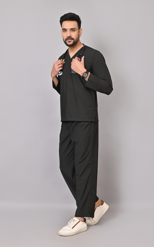 Men's Classic Full Sleeves ( Black ) Scrubs