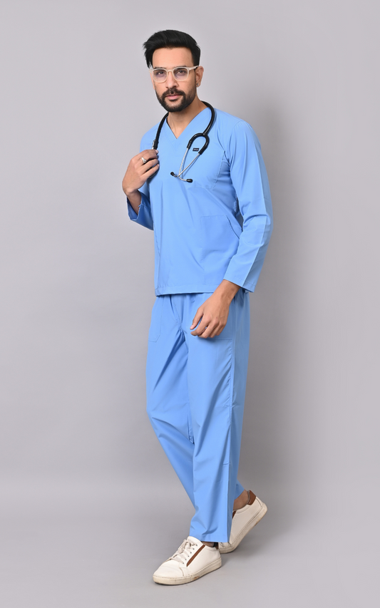 Men's Classic Full Sleeves ( Sky Blue ) Scrubs
