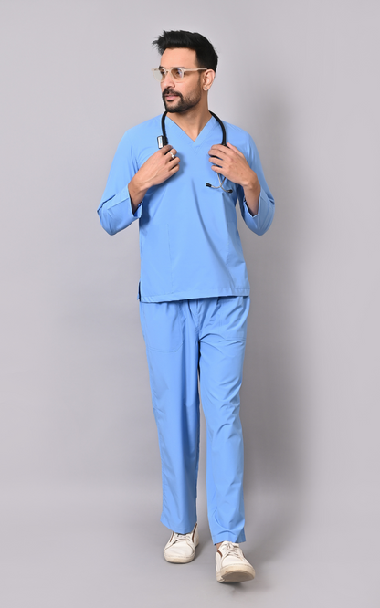 Men's Classic Full Sleeves ( Sky Blue ) Scrubs