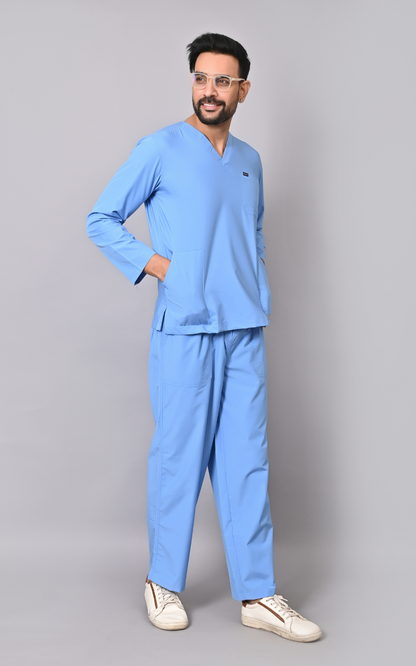 Men's Classic Full Sleeves ( Sky Blue ) Scrubs