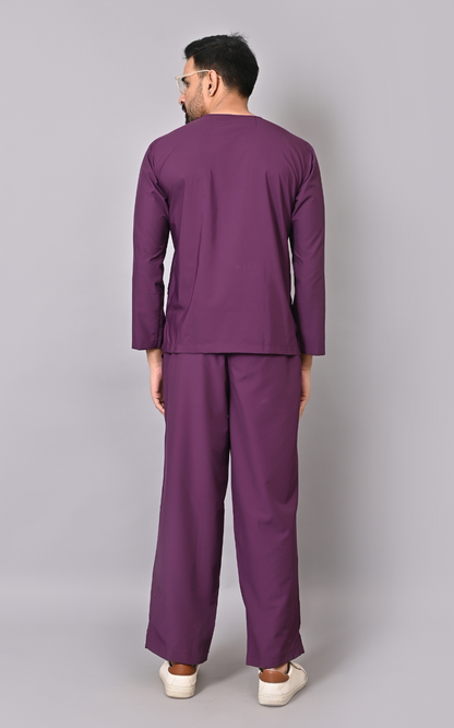 ⁠Men's Classic Full Sleeves ( Wine ) Scrubs