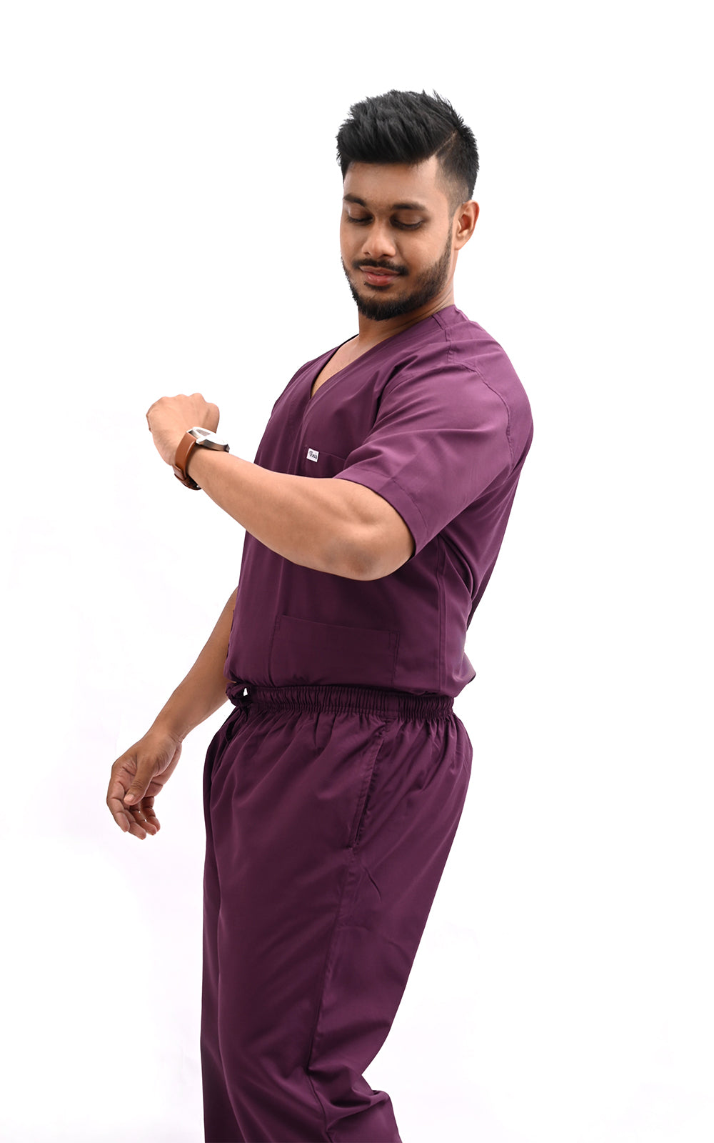 Mens V Neck 5 pocket (Wine) Scrubs