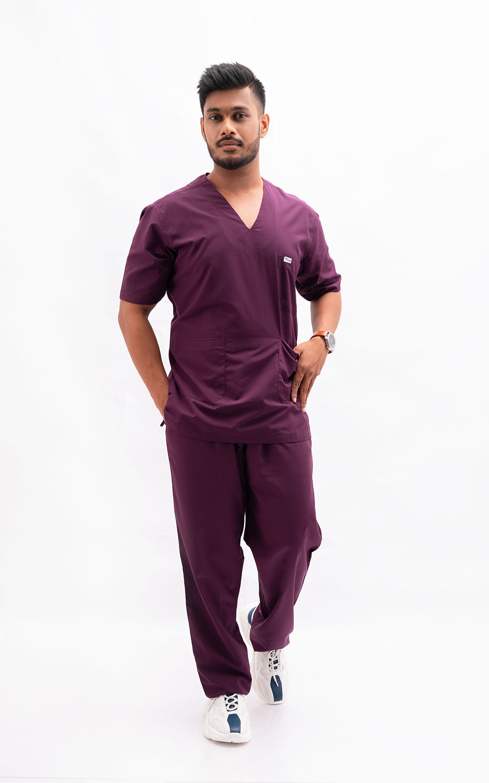 Mens V Neck 5 pocket (Wine) Scrubs