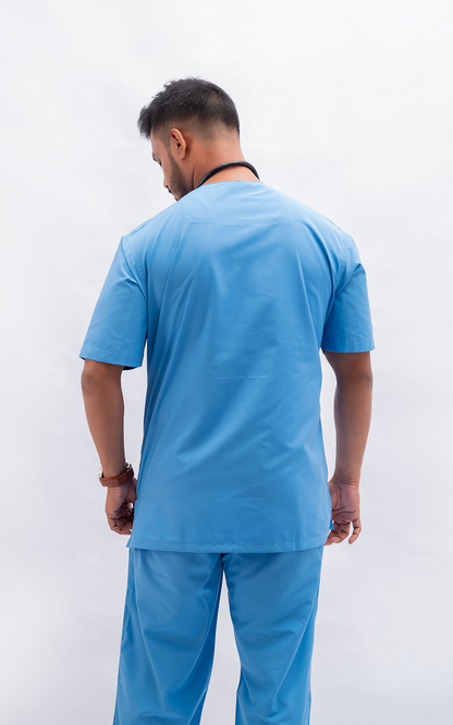 Mens V Neck 5 pocket (Sky Blue) Scrubs