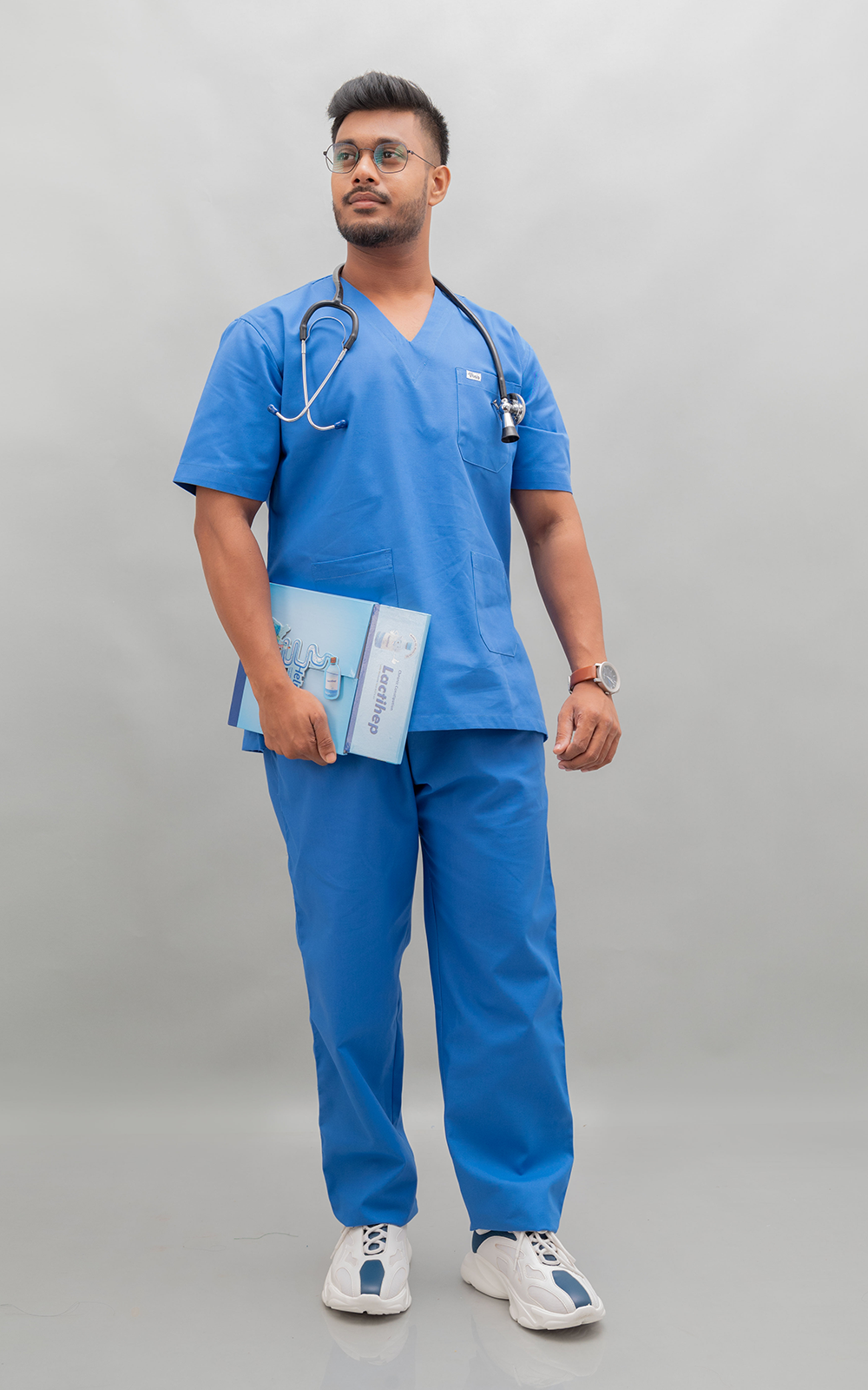 Mens V Neck 5 pocket (Sky Blue) Scrubs