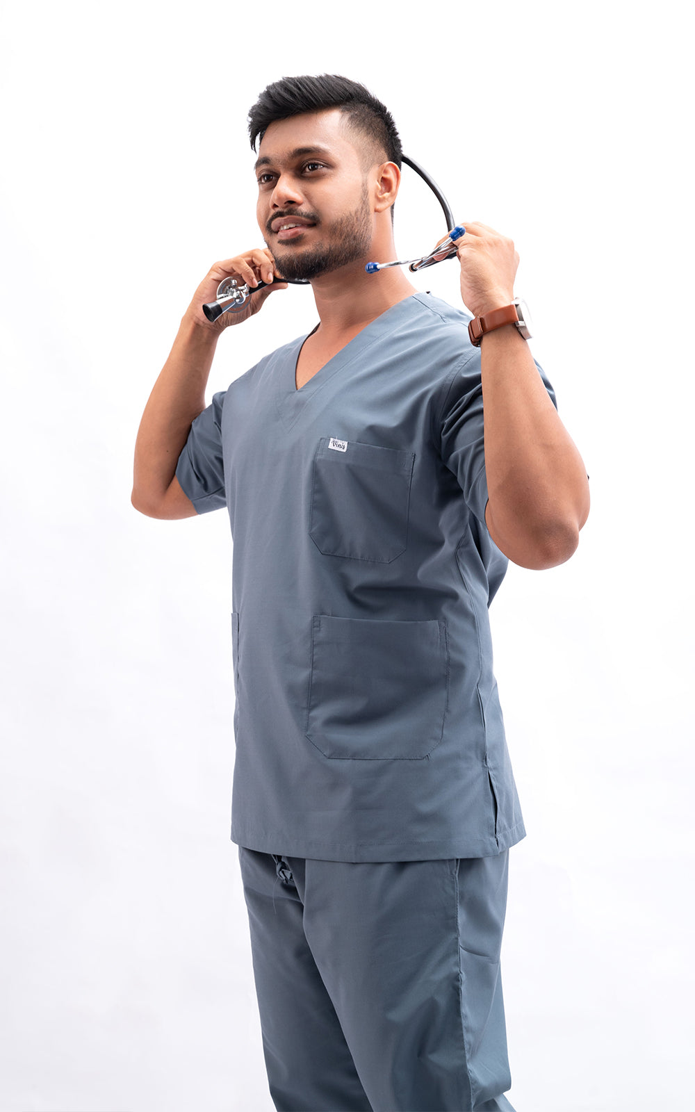 Mens V Neck 5 pocket (Dark Grey) Scrubs