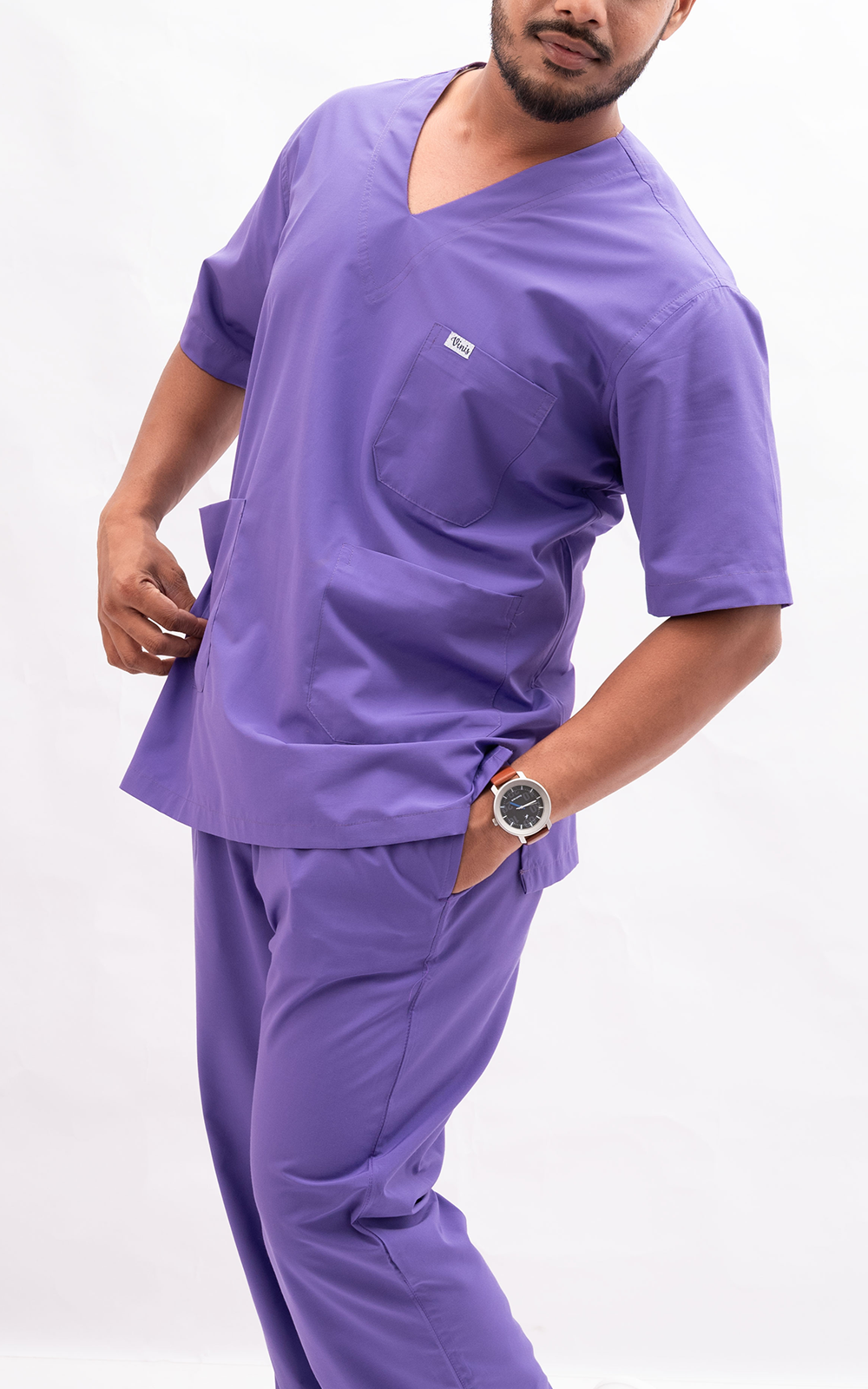 Mens V Neck 5 pocket (Purple) Scrubs