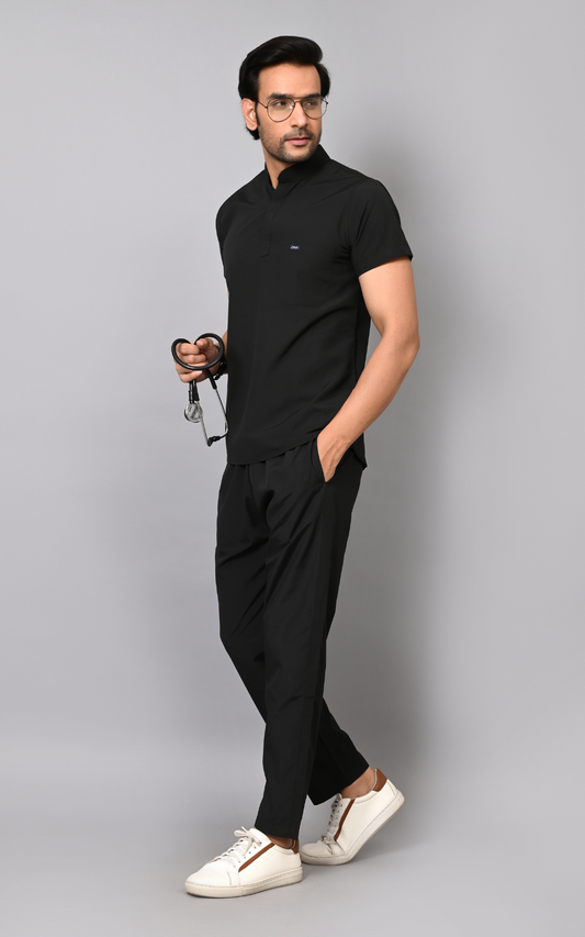 Mens Mandarin Elite Series (Black) Scrubs