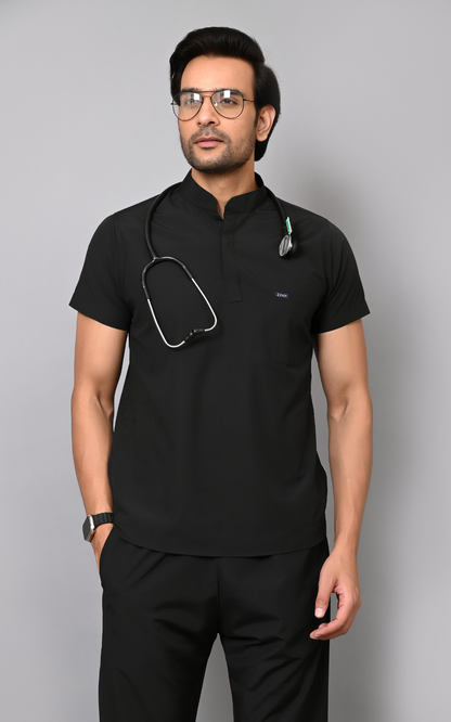 Mens Mandarin Elite Series (Black) Scrubs