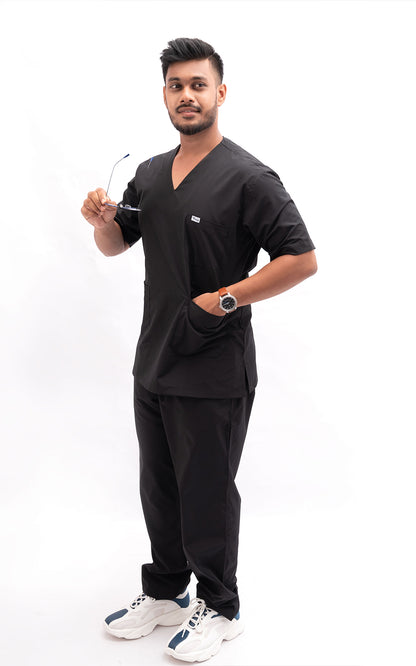 Mens V Neck 5 pocket (Black) Scrubs