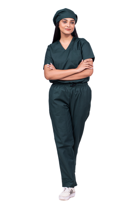 New gen V neck premium women's ( bottle green scrubs )