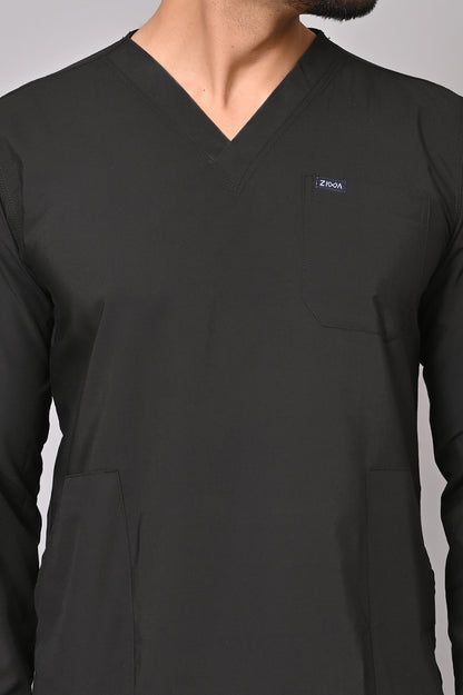 Men's Classic Full Sleeves ( Black ) Scrubs