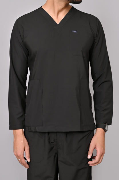 Men's Classic Full Sleeves ( Black ) Scrubs