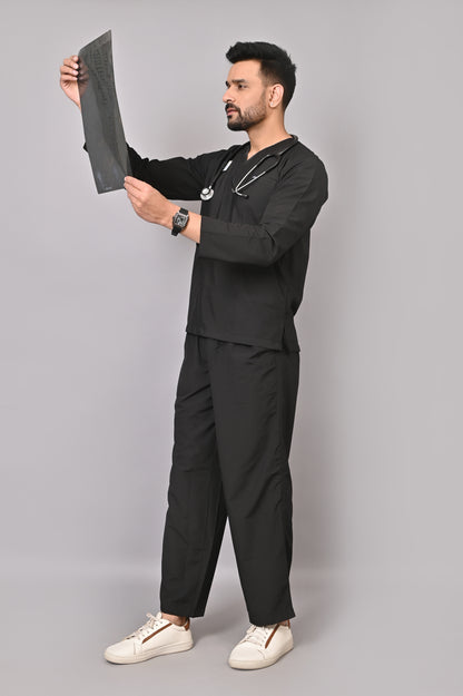 Men's Classic Full Sleeves ( Black ) Scrubs