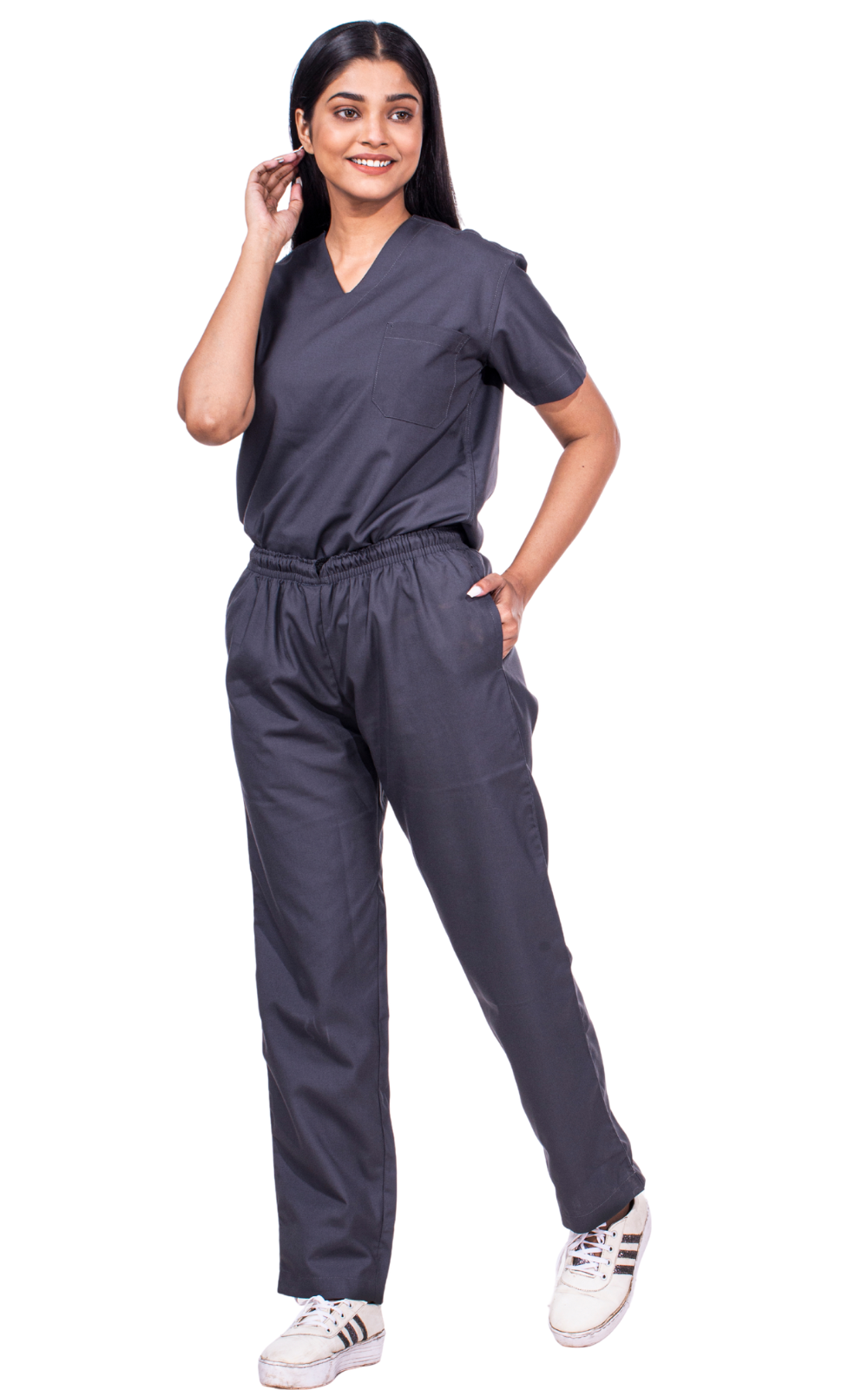 New Gen V Neck premium women's ( grey ) scrubs